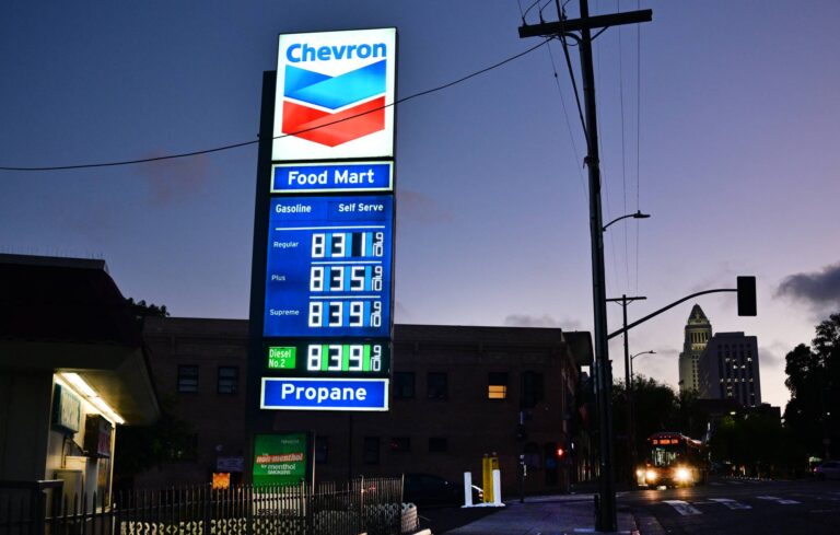 Gas prices surge past $4 per gallon at a U.S. station amid the Iran war, March 2026